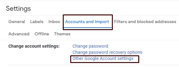 other google account settings