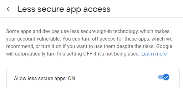 enable the option
