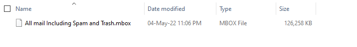 MBOX file contains all the downloaded Gmail emails
