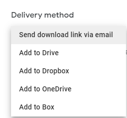 delivery methods for the downloaded Gmail emails
