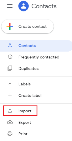 select contacts option 