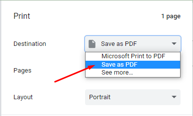 select the Save as PDF option