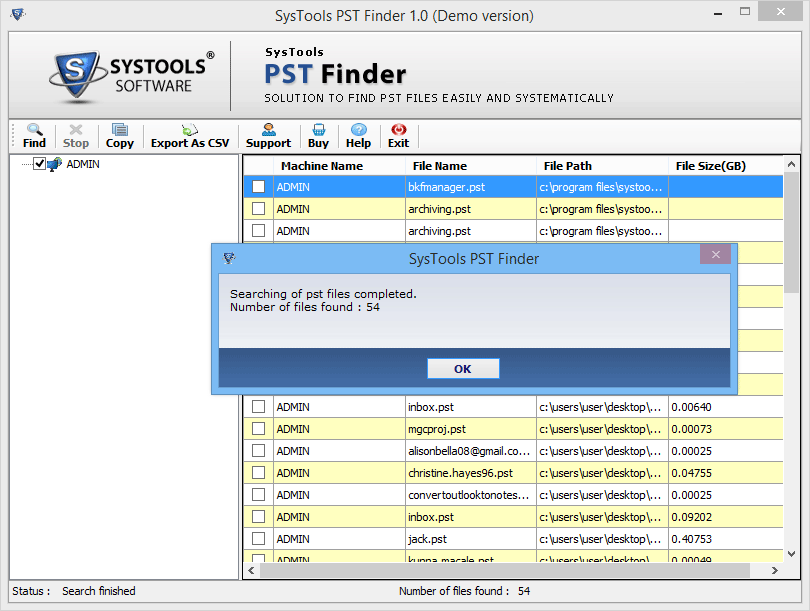 find the Outlook PST file