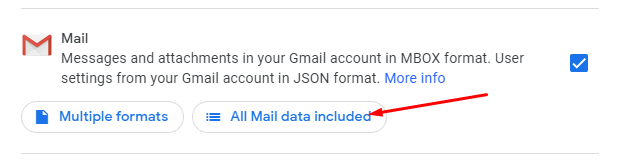 click on All Mail data included