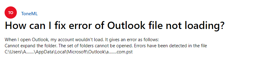 outlook pst file not loading