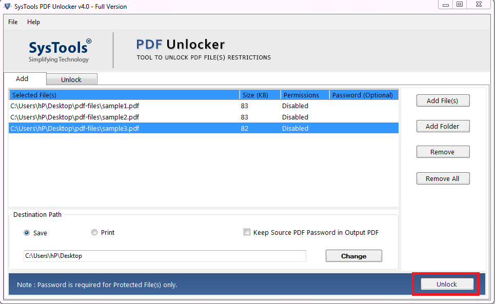 change PDF security settings