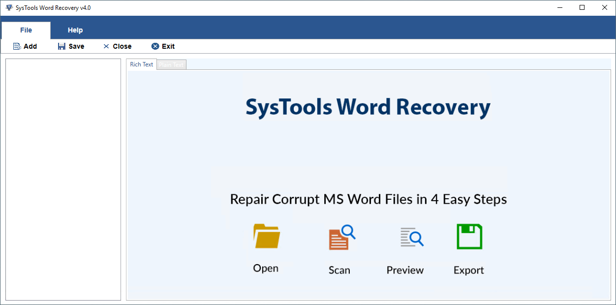 launch docx recovery tool