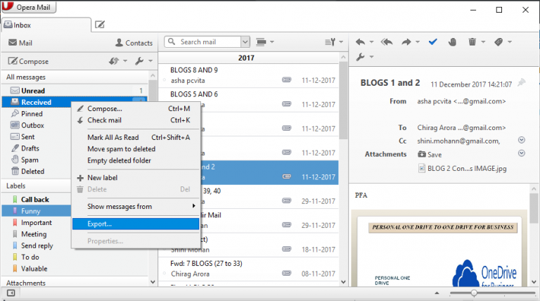 export opera mail