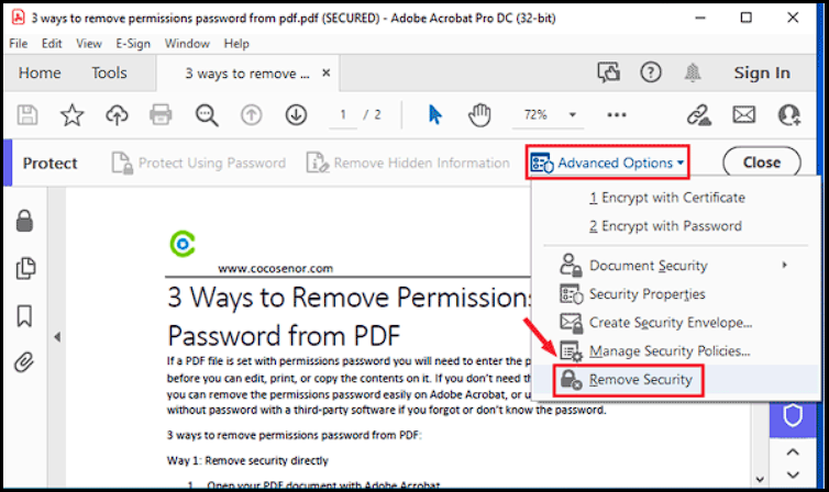 remove pdf document permission