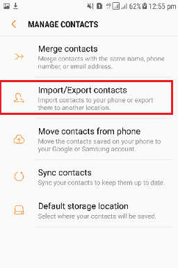 import export option