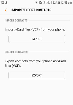 select Import vCard file