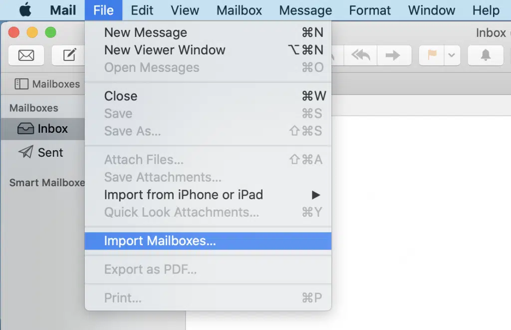 import mailboxes apple mail