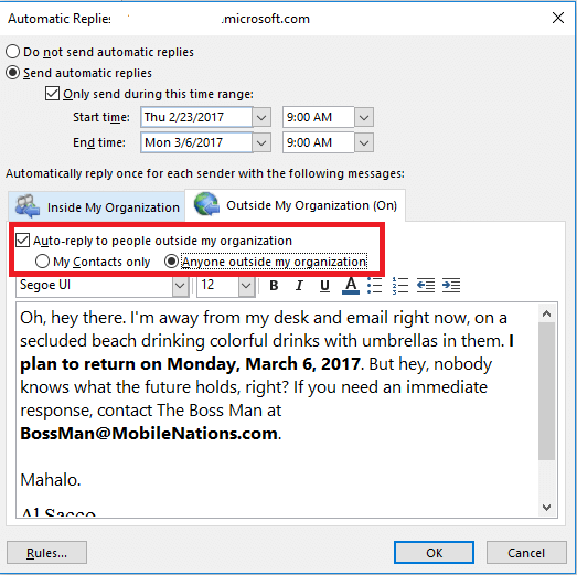 Solve Outlook Automatic Replies Once Per Address