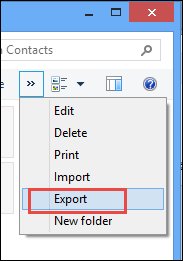 select the vCard folder