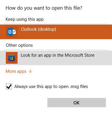 open with outlook