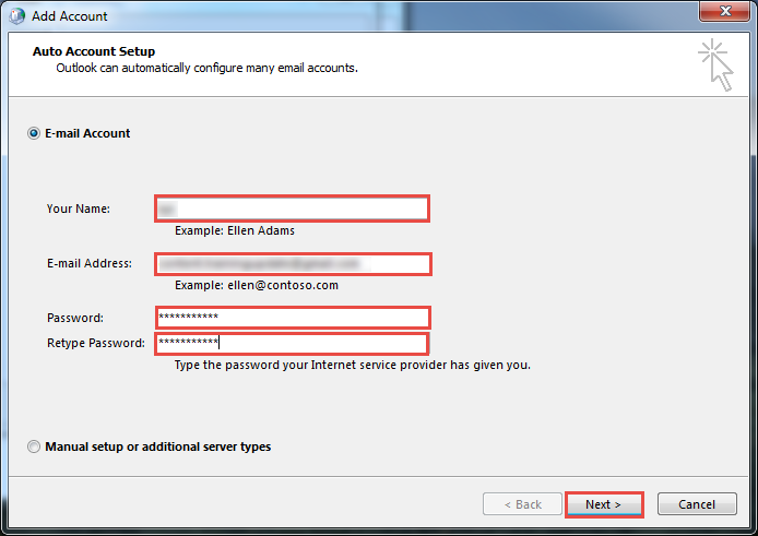 Add Outlook Credentials