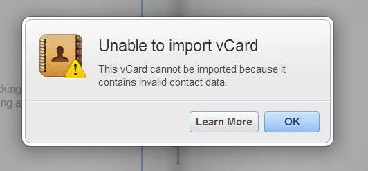 Unable to import vCard to iPhone