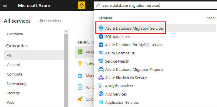 select azure database migration project