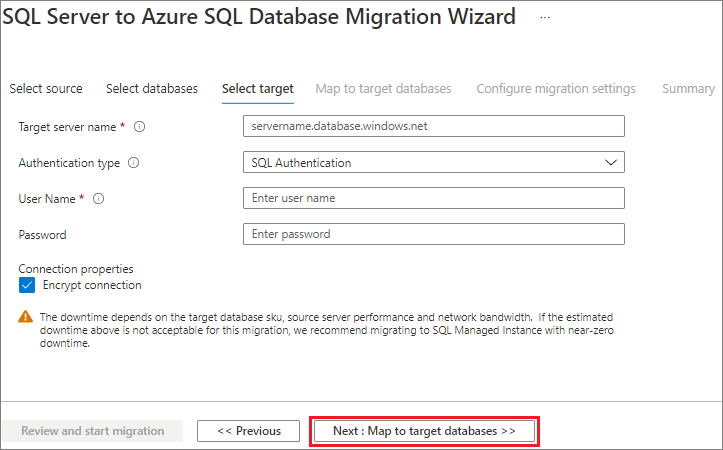 Next: Map to target databases