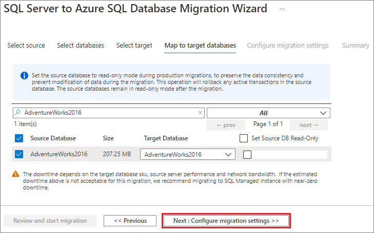 Click Next: Configuration migration settings