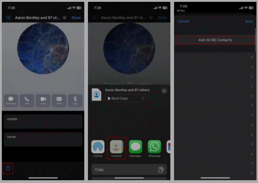 transfer contact manually