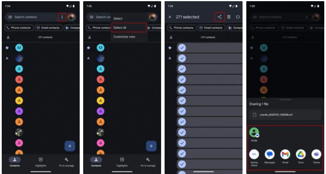 transfer contact manually