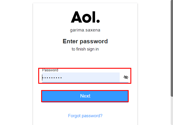 Start the AOL account