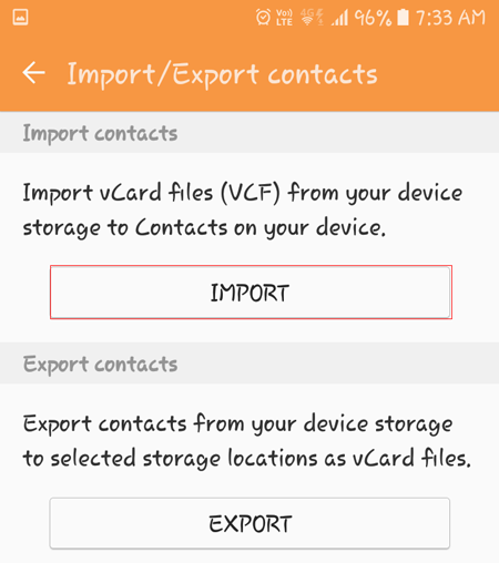 choose the import button