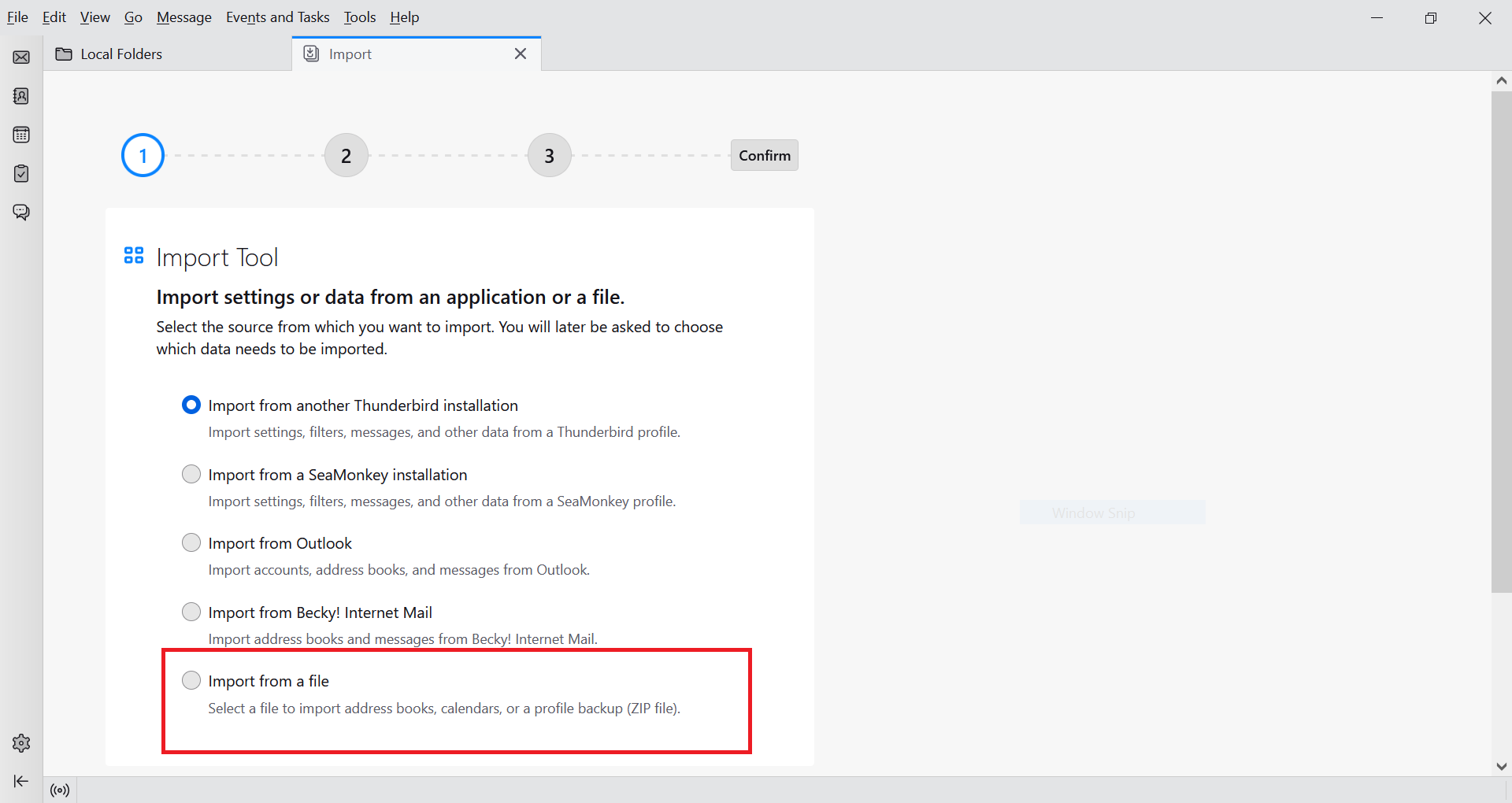 import old emails in thunderbird from a file