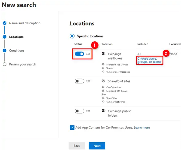 tap in on andchoose users, group or teams