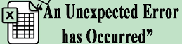 unexpected error in excel