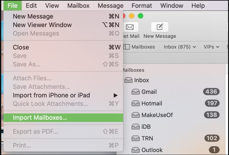 Go to File >> Import mailboxes.