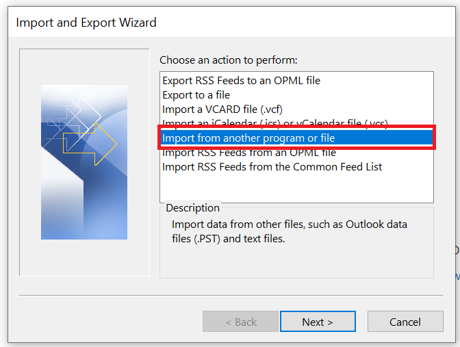 import to a file