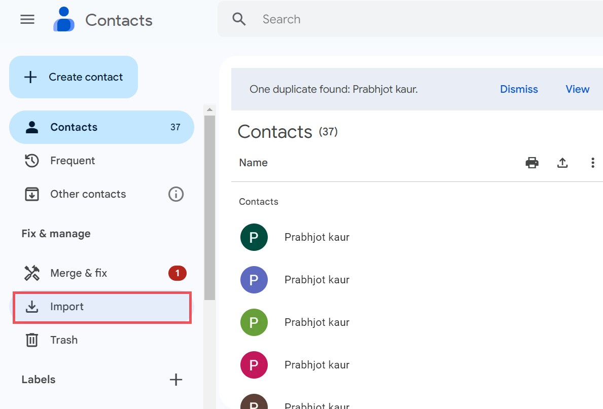 choose the import option