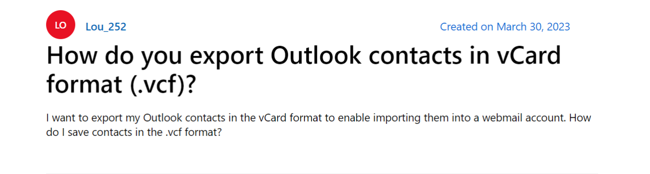 export contacts from Outlook to vCard