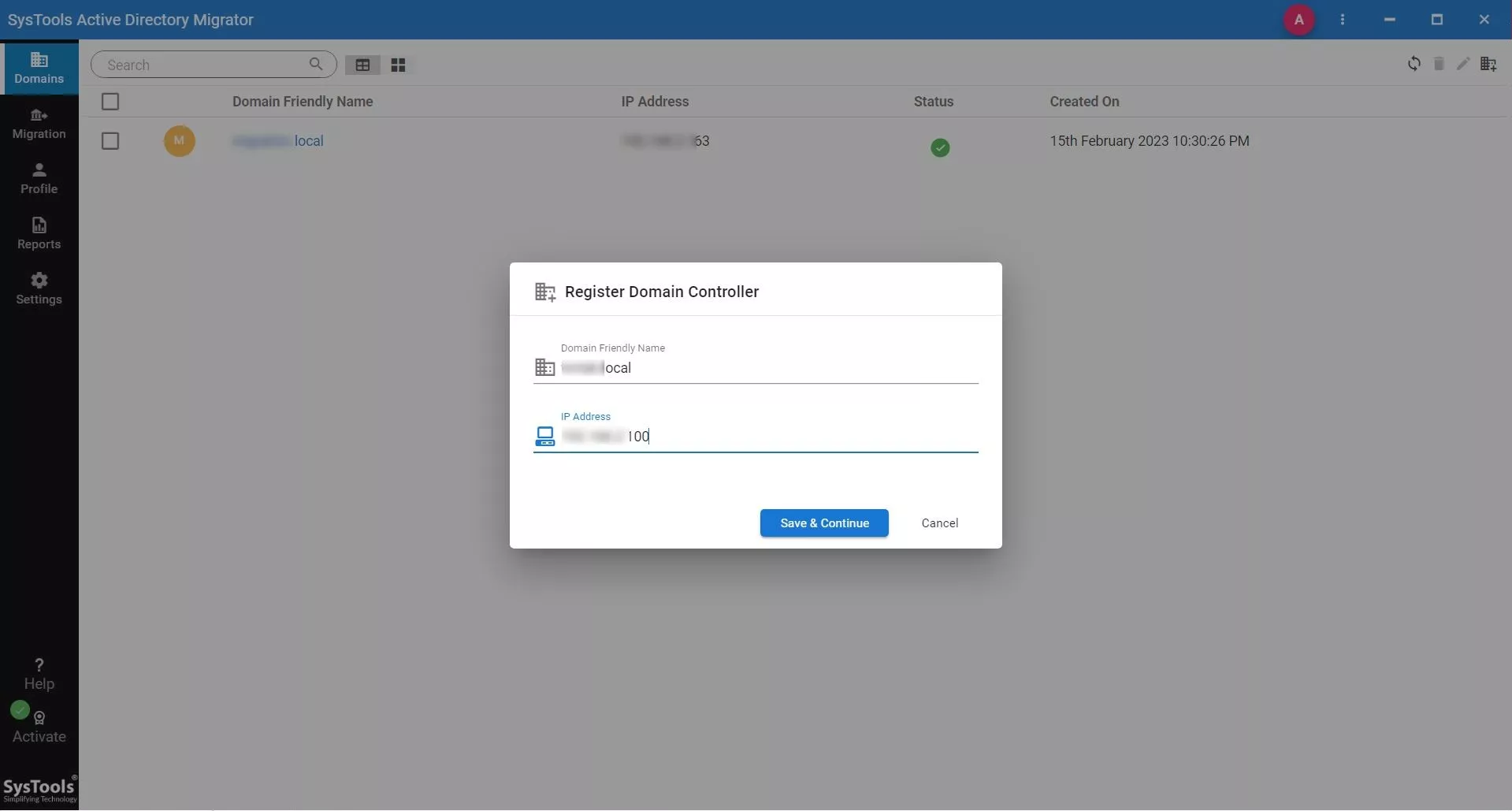 add another domain name and IP address of the destination domain