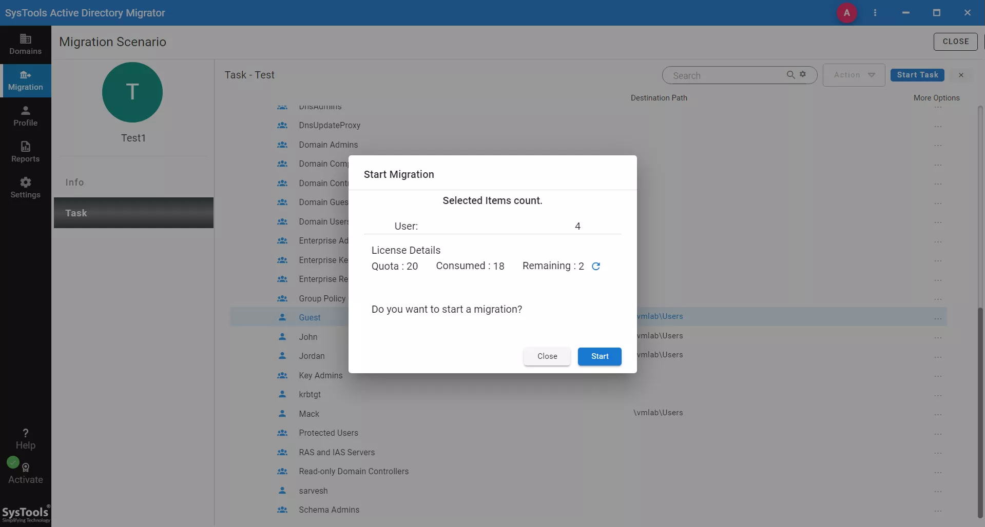 begin migrating computers from one domain to another