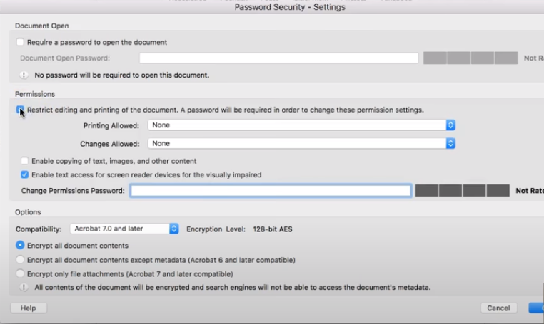 apply password security