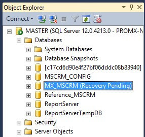 repair sql database recovery pending