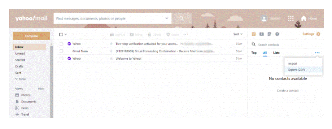 select csv format and export