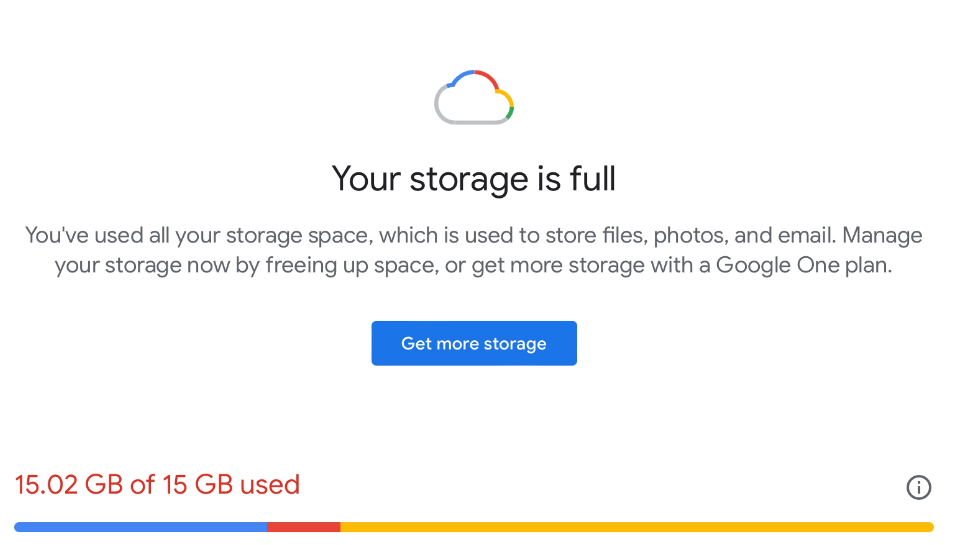 Google storage full