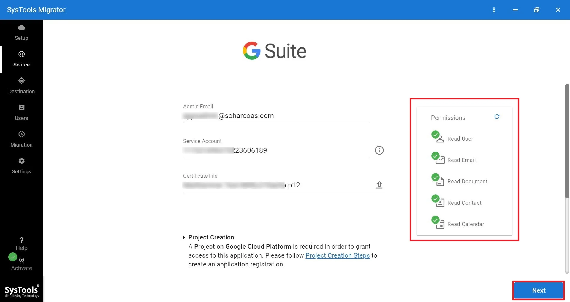 add g suite account details