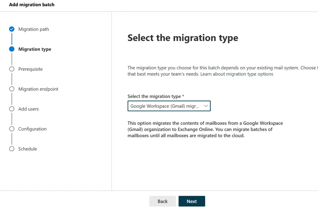 select migration type