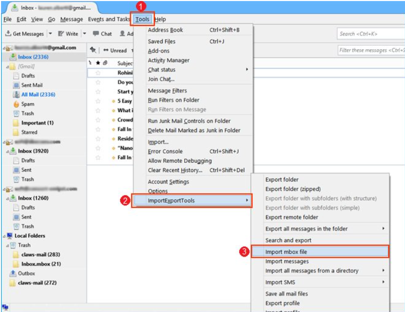 import mbox files
