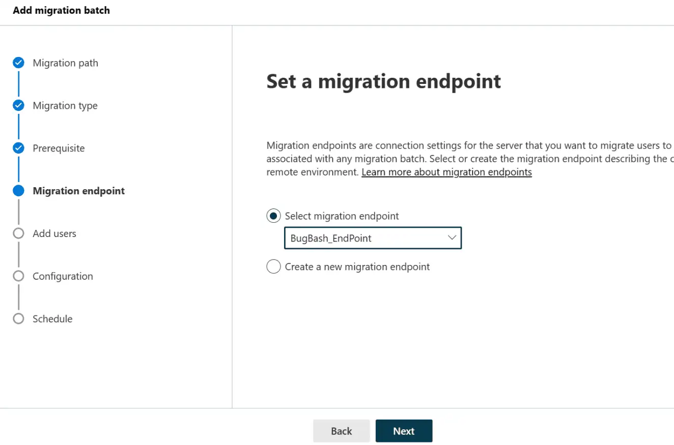 set migration endpoint