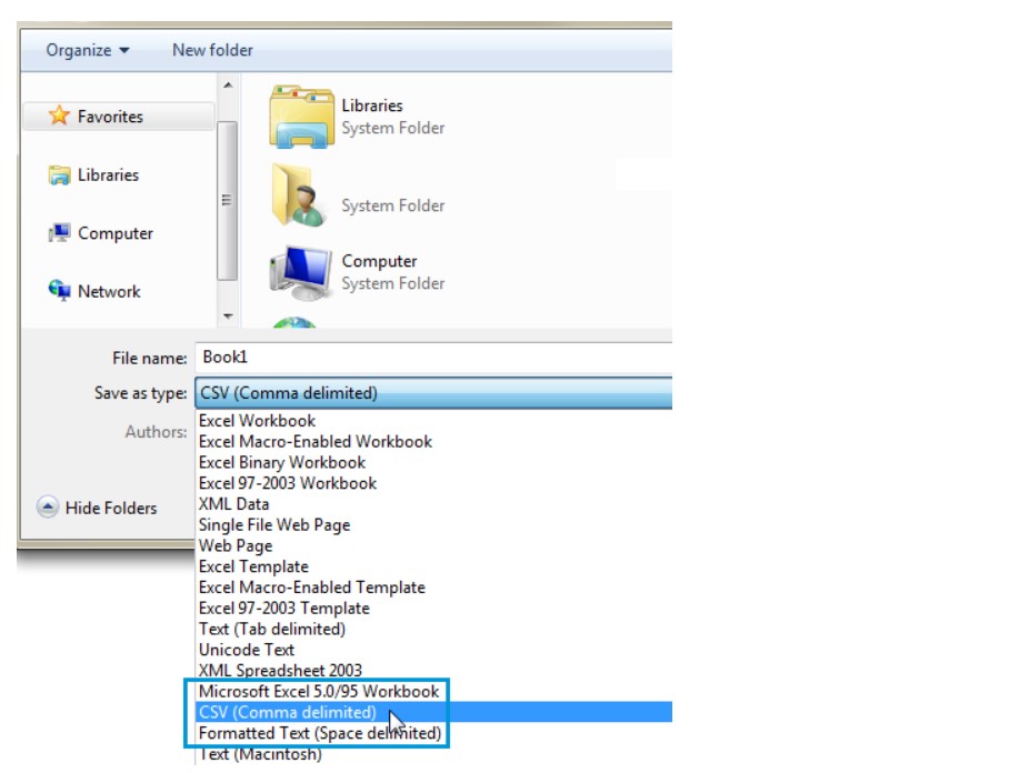 change file type to csv
