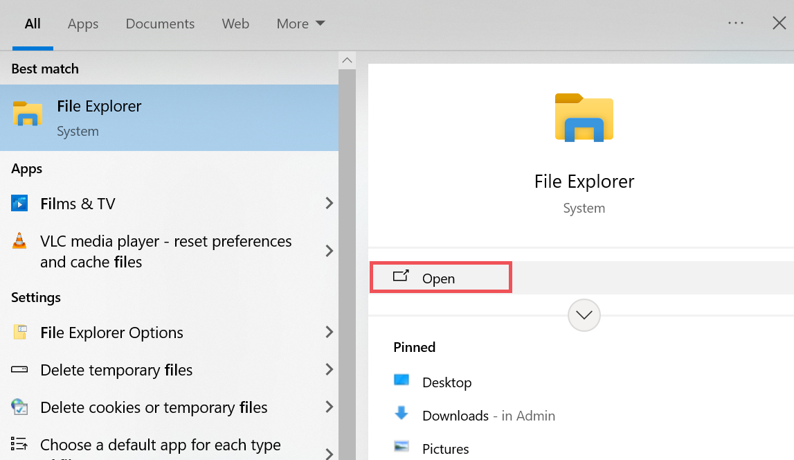 open file explorer