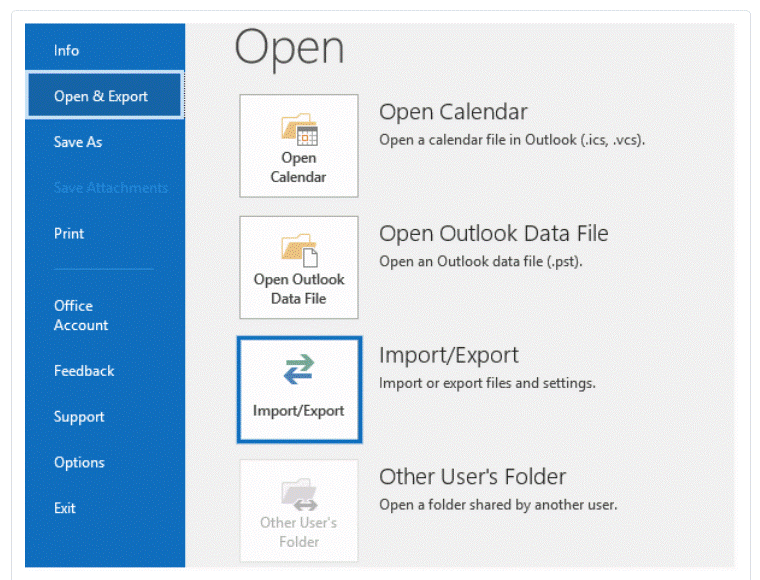 select open and export