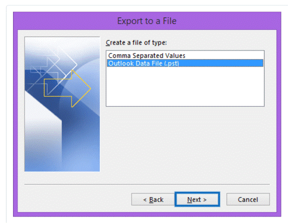 select outllok file
