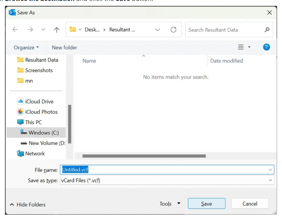 specify the folder